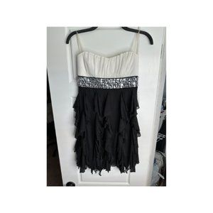 cocktail dress, black and white